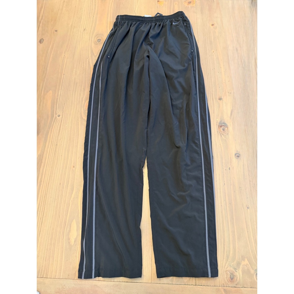 G15 Nike Dri-FIT Mens Black Track Pants Zipper Pockets Reflective Stripe Medium